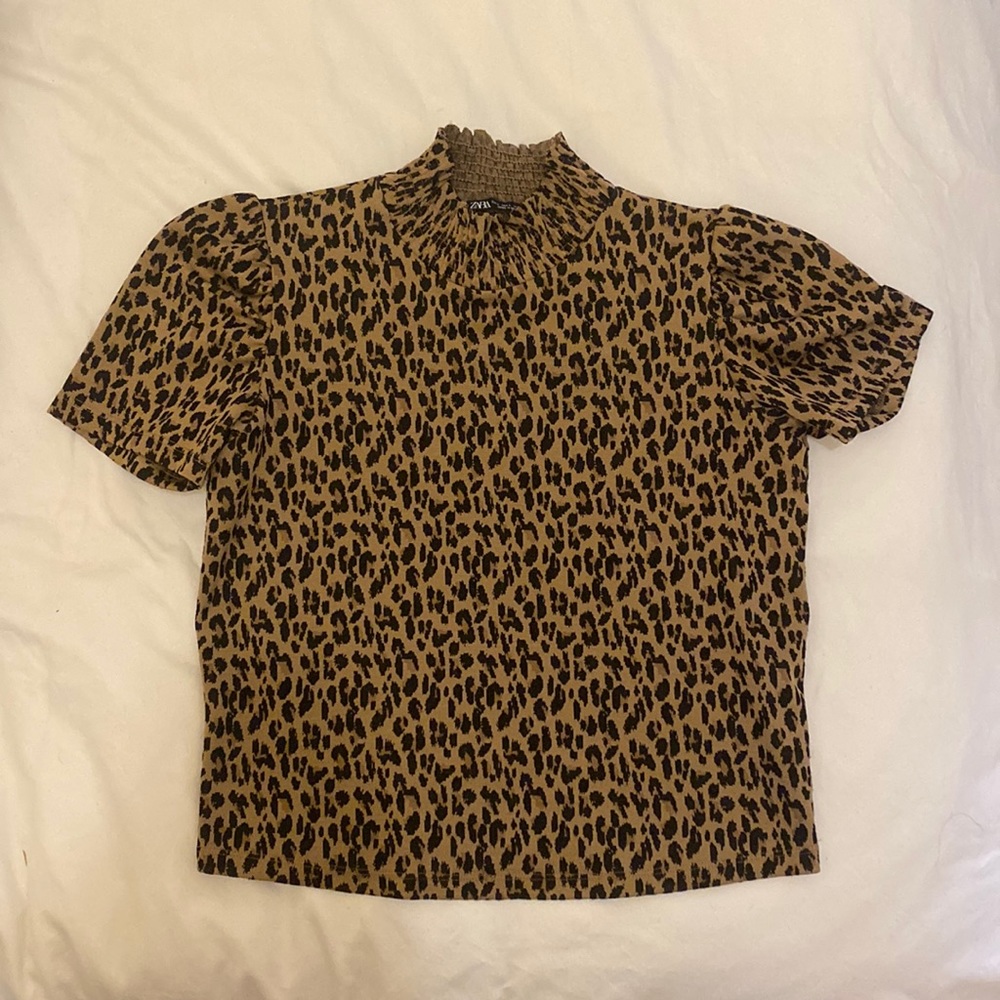 Zara High neck leopard top